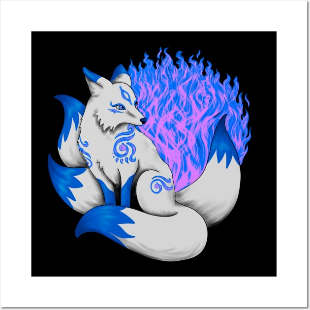 Dark Blue Kitsune Wall Art by Lady Lilac